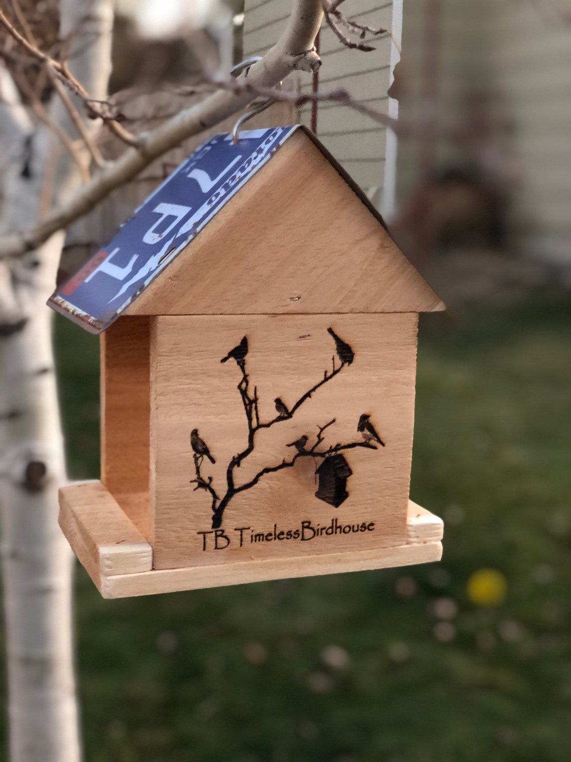 Custom Bird feeder. Showing Single sided custom Engraving Etsy