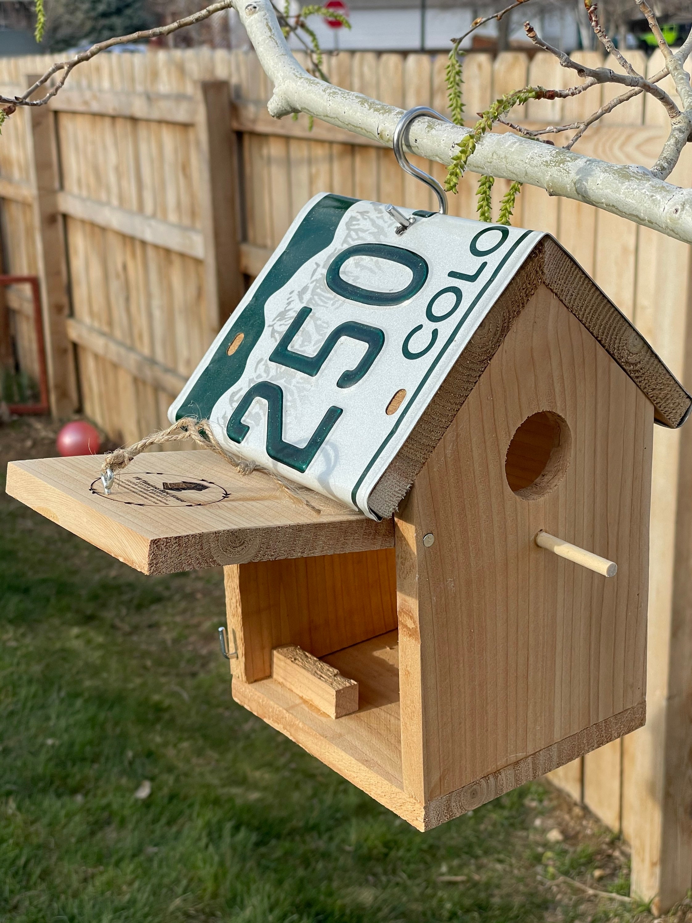 Birdhouse license plate roof Cedar custom engraved. Single Etsy
