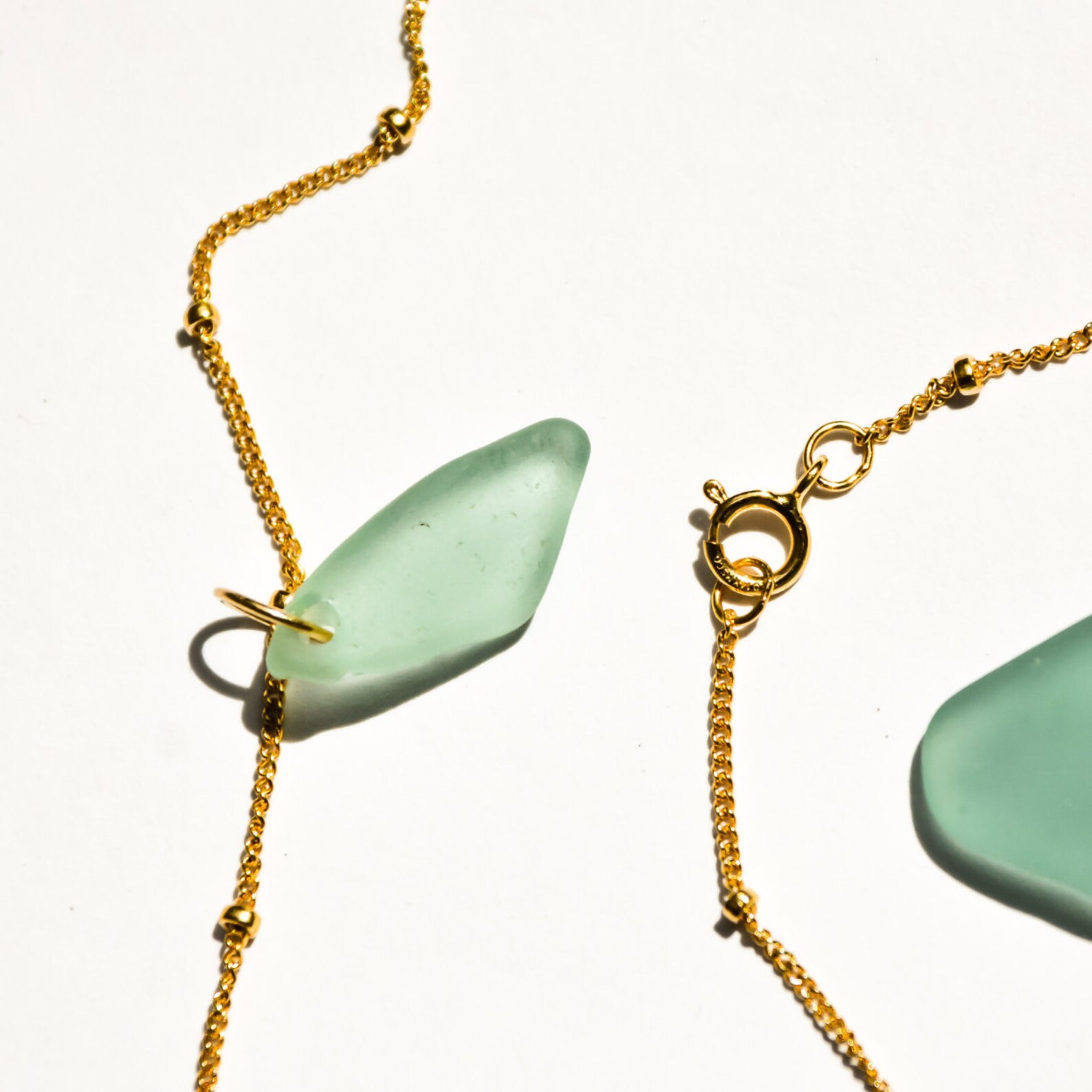 Light Blue Hawaiian Sea Glass Necklace Gold Filled Necklace Etsy