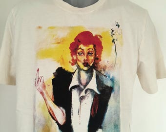 T-Shirt aus Bio-Baumwolle, handbedruckt mit Gemälden des französischen Künstlers P.pite