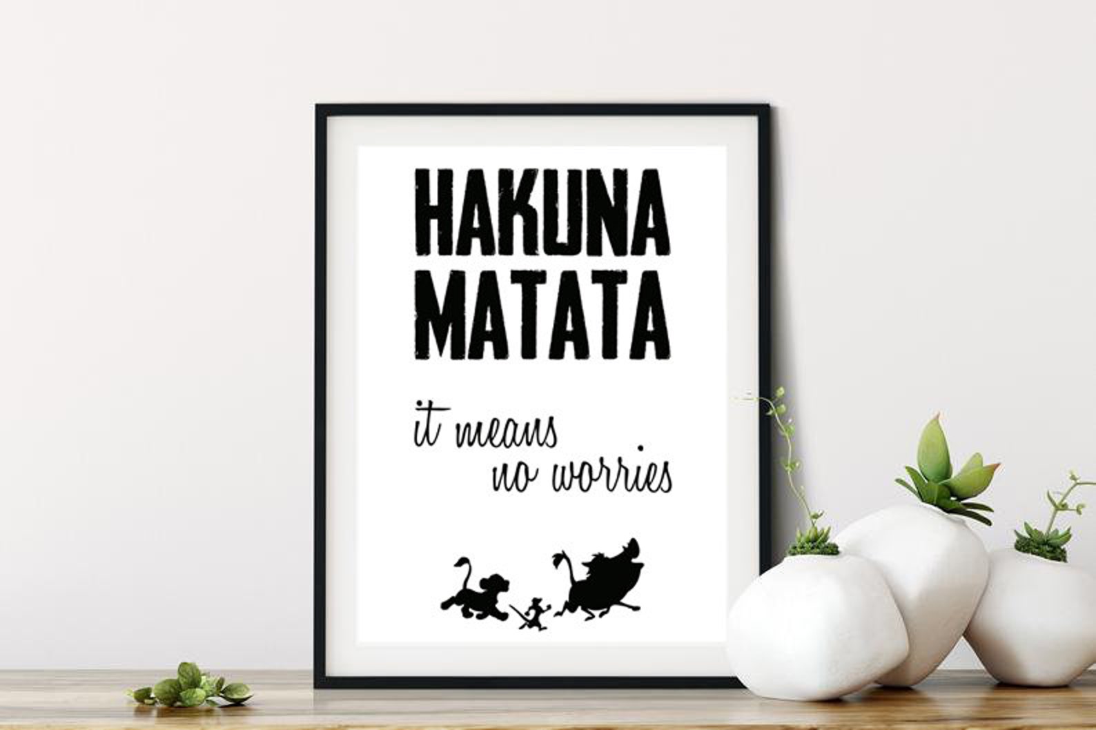 Hakuna Matata Poster, It Means No Worries, Wall Art, Lion King, Digital ...
