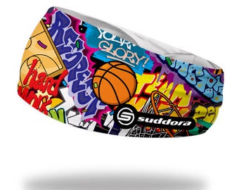 Basketball Graffiti Headband | Non Slip, Wide,  Superior Moisture Management Lightweight & Breathable 50+ UPF Sun Protection | Free Shipping