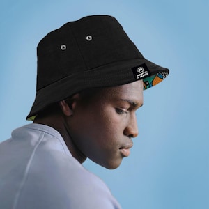 Black Graffiti Bucket Hat with a Colorful Basketball Graffiti Design Inside, Streetwear Bucket Hat, 90&#39;s Y2K Style Basketball Bucket Hat