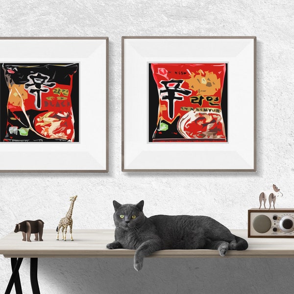 Contemporary Korean Pop Art - Shin Ramyun Original or Shin Ramyun Black Noodle Soup