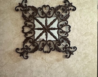 Mirror with decoration on front ( Measurements are in photos)