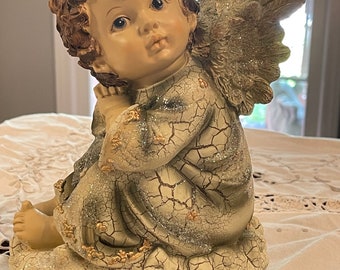 Vintage Angel figurine, Christmas, boy angel, religious