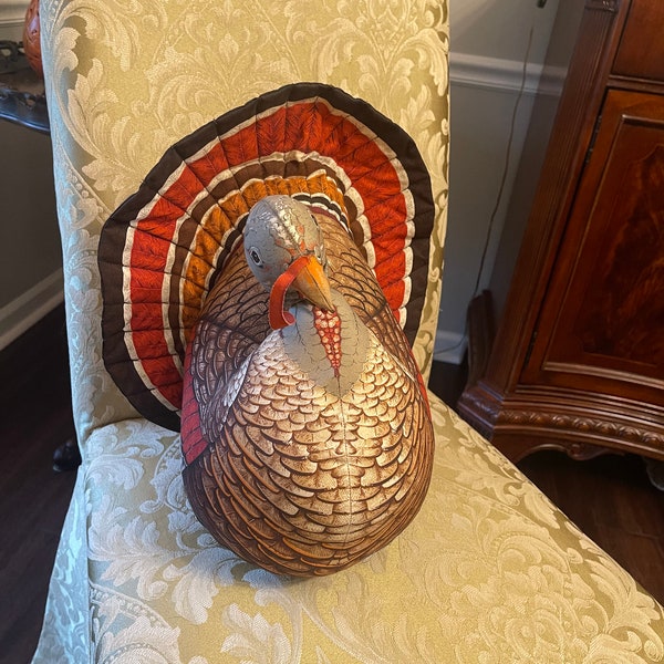 Vintage fabric large  turkey,  Thanksgiving,  table top decor