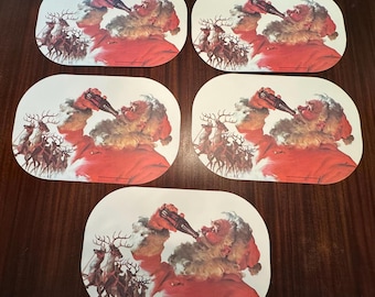 Vintage Santa Claus Coca-Cola Plastic Place mats set of -5-, 1994