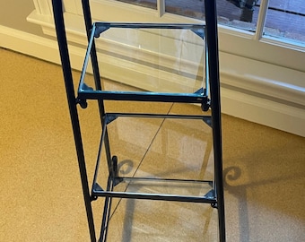 Rare Southern Living at Home artisan three tiered shelf with glass inserts( Please READ info, will come disassembled for shipping)