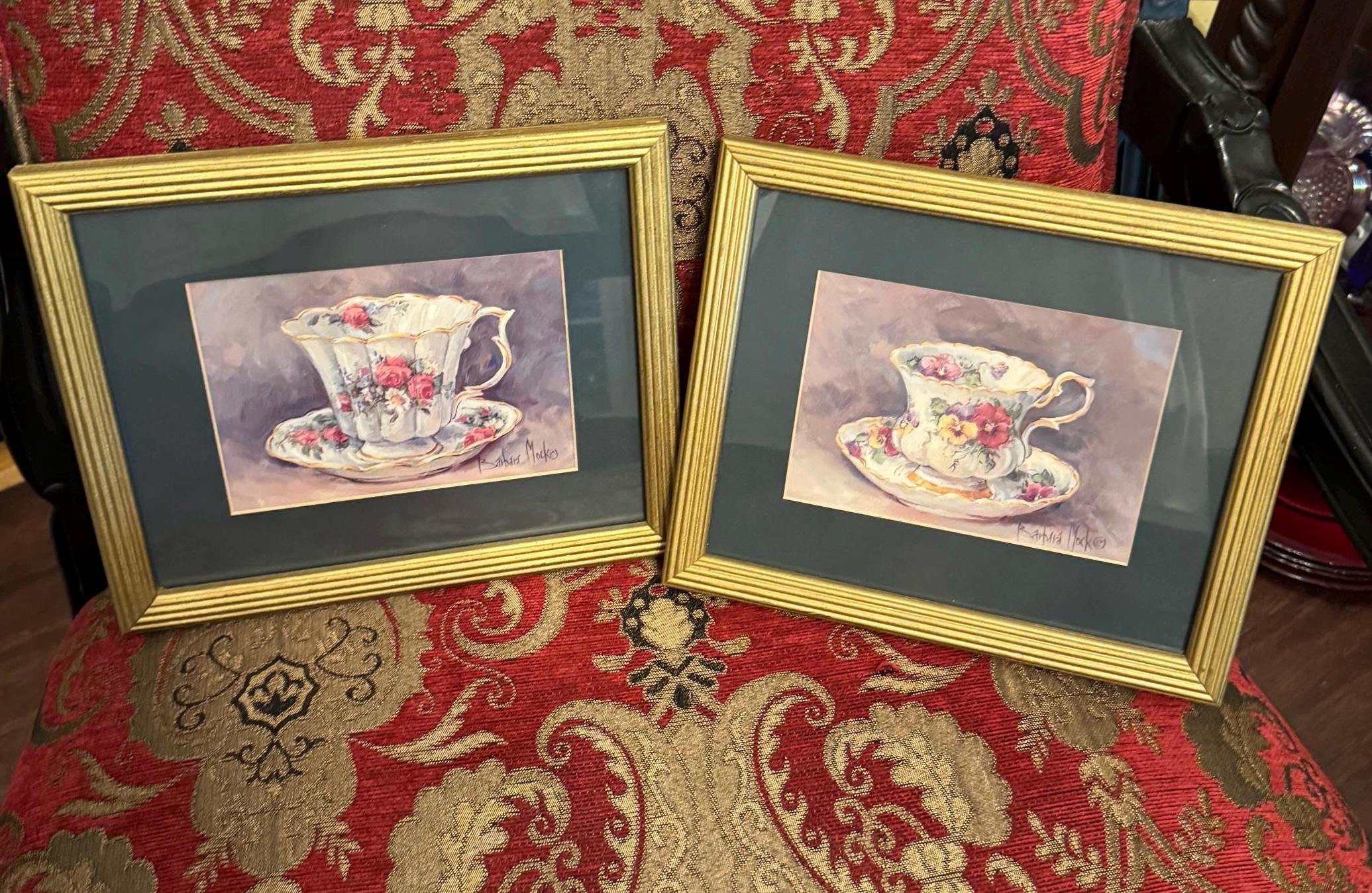 Barbara Mock Vintage Teacup prints set of -2- , (measurements in photos)