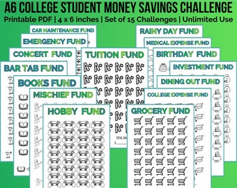 15 Monthly Savings Challenge Printable | Cash Stuffing Savings Tracker | Printable PDF | 4x6 in Money Savings Challenge | Set Your Own Goals