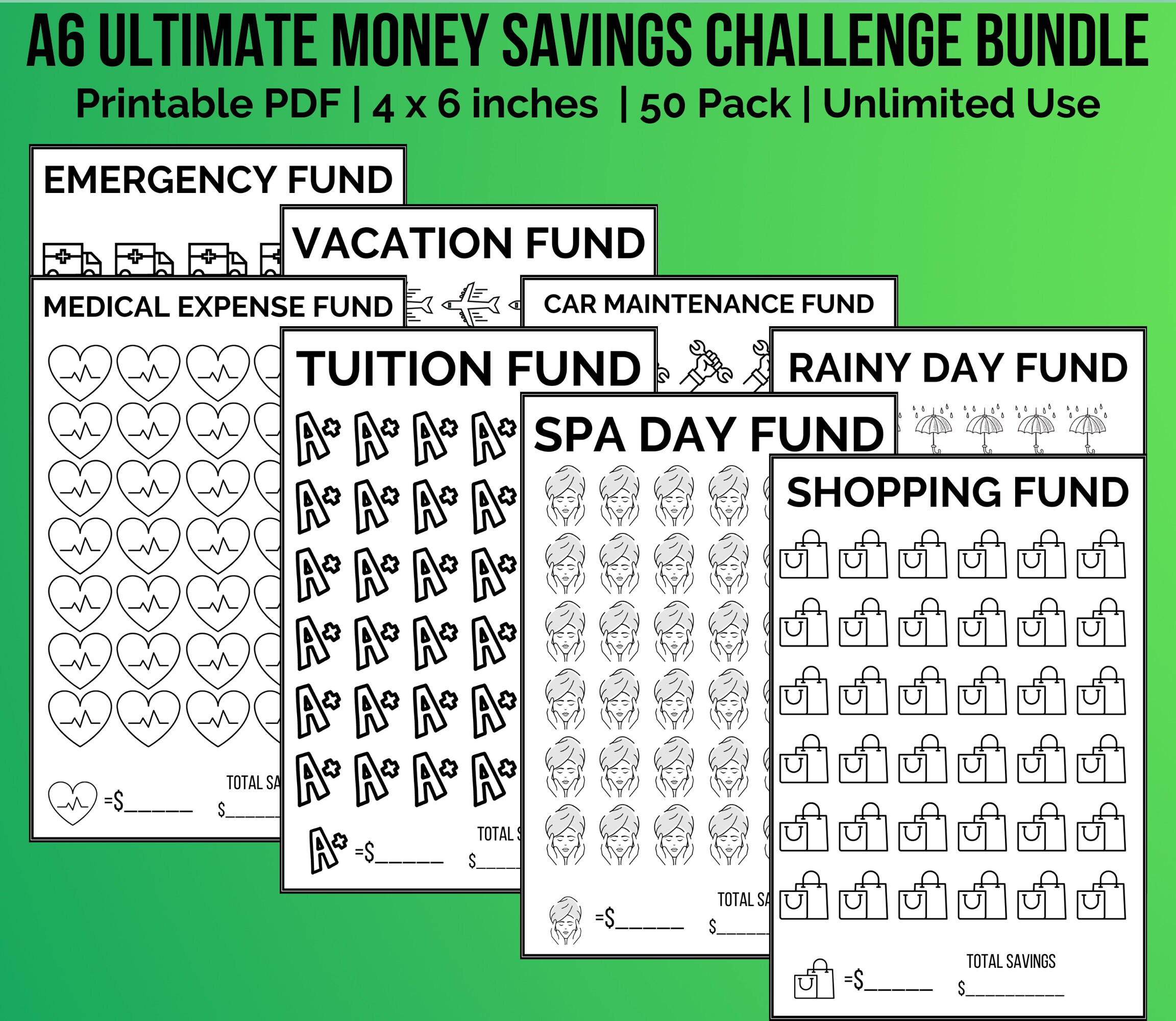 Ultimate Monthly Savings Challenge Printable Bundle of 50 - Etsy
