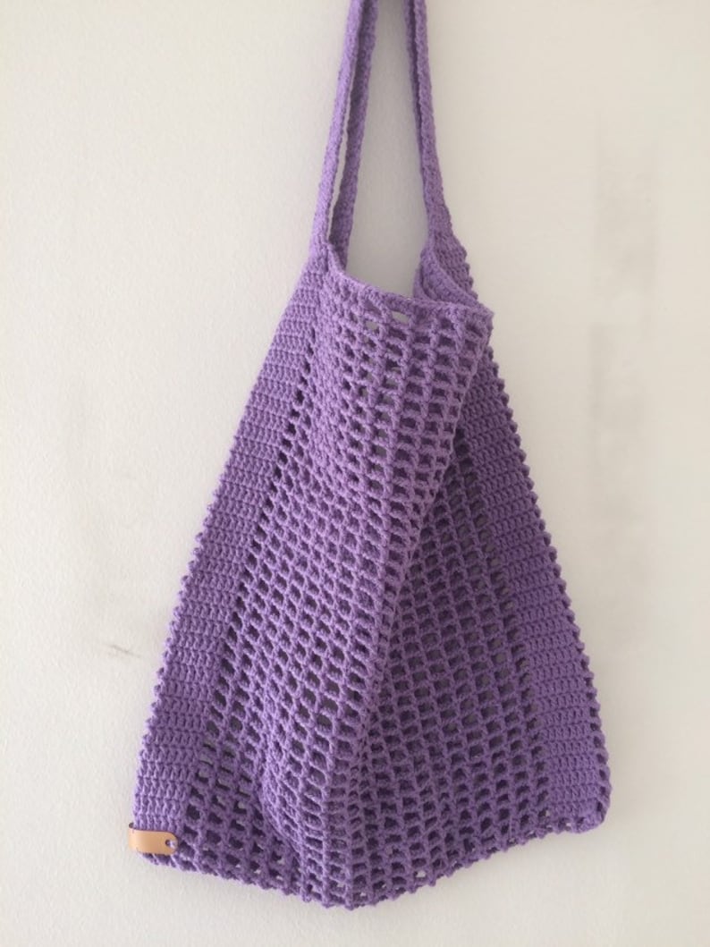 Crochet Net Bag Bag Market Bag Purple Bag Mesh Etsy UK