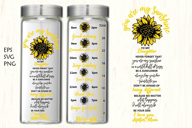 Download Daughter Gifting sunflower svgs Water tracker svg water | Etsy