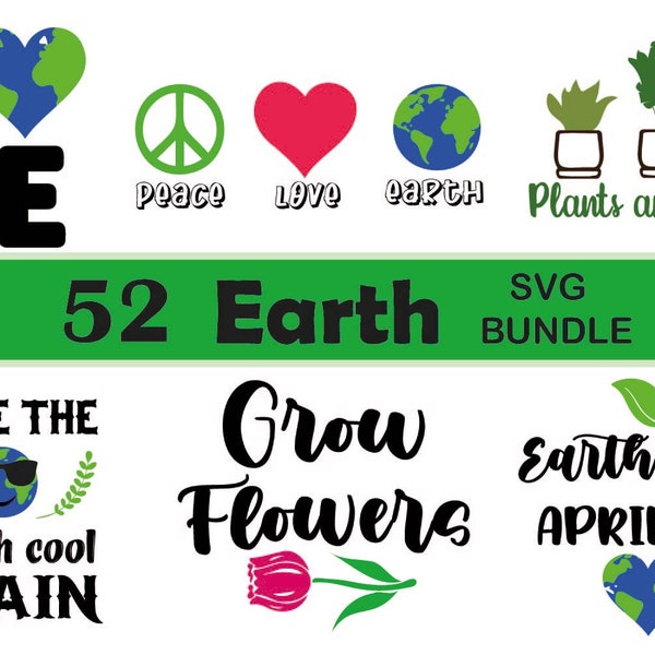 Earth SVG Bundle, Earth Day SVG Cut File, Greenlife svgs, svg cut files für Cricut und Silhouette Cameo