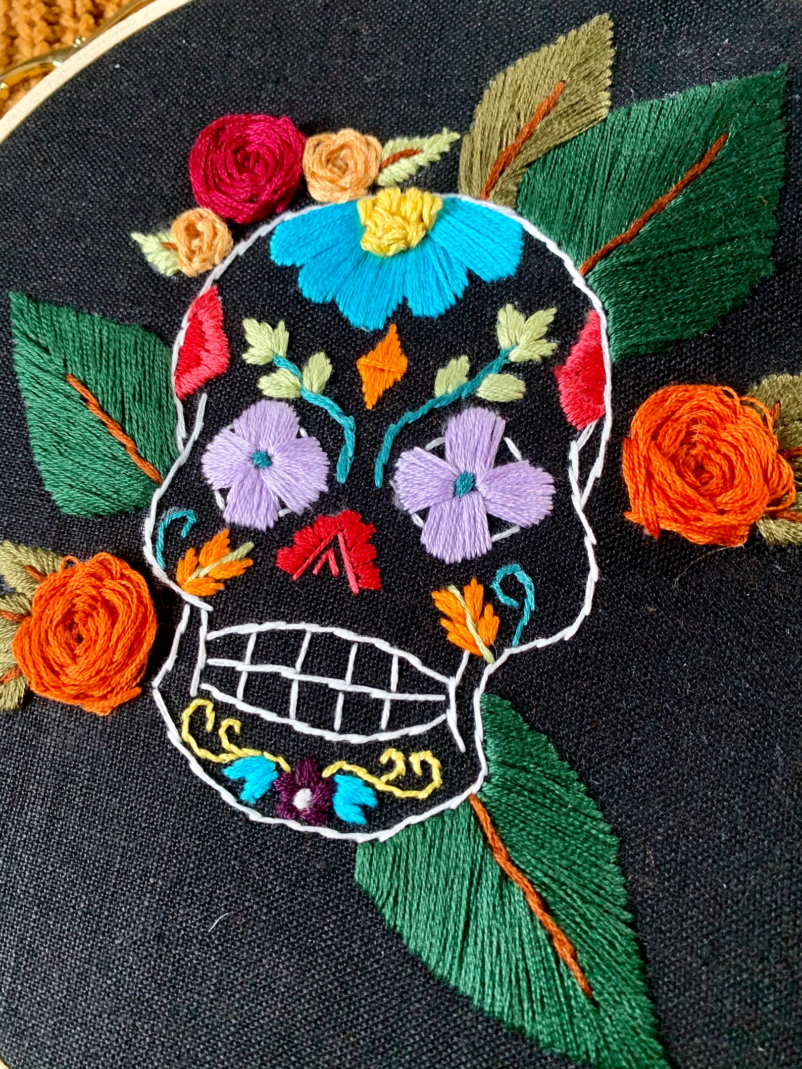 Embroidered mexican skull  calavera catrina bordada  etsy Embroidered mexican skull  calavera catrina bordada  etsy