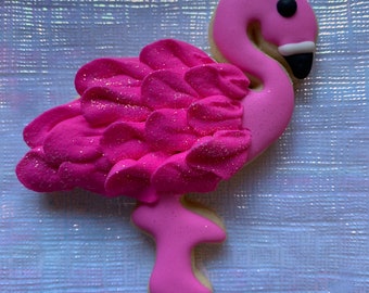 Custom Decorated Flamingo Sugar Cookies