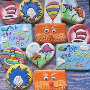 Custom Dr Seuss Inspired Decorated Sugar Cookies