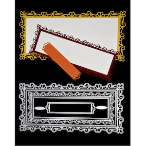 Nido di 3 fustelle decorative + 2 fustelle rettangolari con cornice in metallo, creazione di biglietti, album di ritagli, album fotografici, stencil, lavori di carta H4