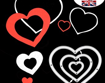 3 Heart Metal Cutting Dies, Versatile Thin Heart Cuts & Solid Heart Cuts, Hearts, Love, Card Making, Scrapbooking, Paper Crafts, C3