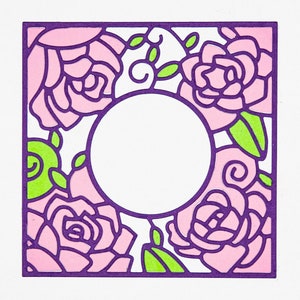 Gebrandschilderd Glas Effect Rose Frame Metalen Snijmatrijs, Stencil, Kaart maken, Knutselen, Papier Crafts, Scrapbooking C1