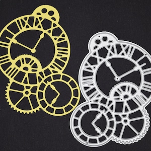 Fustella in metallo Steampunk di orologi e fustella in metallo con ingranaggi, creazione di cartoline, scrapbooking, artigianato con la carta A8