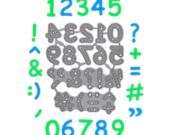 Stitched Numbers & Symbols Metal Cutting Dies - 12pc Number and Symbol Set