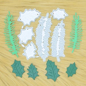 5-delige dennenhout en hulstbladeren metalen stansmessen set, Kerstmis, blad, kaarten maken, knutselen, papierkunst, scrapbooking, F8