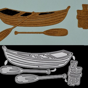 Roeiboot, Roeispanen & Meerpaal Metalen Stansmessen Set, Stencils, Kaarten Maken, Scrapbooking, Papier Ambachten A6