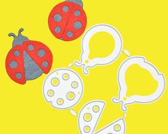 2 Ladybirds Ladybugs Metal Cutting Dies Set, Ladybird Stencils, Card Making, Paper Crafts, Scrapbooking A4