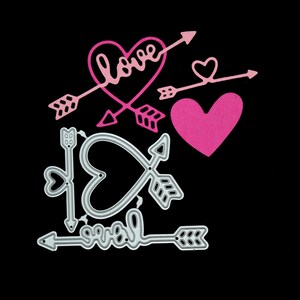 Cuori, Amore & Cupido's Arrows Trafile per il taglio dei metalli, Stencil , San Valentino, Matrimonio, Creazione di carte, Scrapbooking, Artigianato di carta F8
