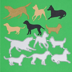Set di 6 fustelle in metallo di cani, stencil, animali domestici, creazione di biglietti, creazioni con la carta, scrapbooking, A5