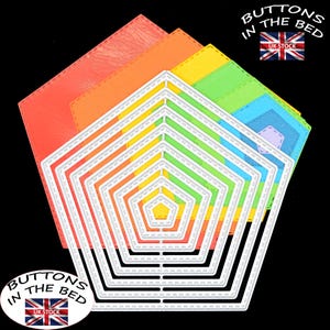 Nido di 8 fustelle in metallo con motivo a punto pentagonale, creazione di biglietti, scrapbooking, album fotografici, stencil, lavori di carta, B2