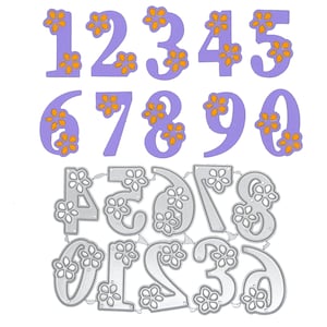 Fustelle in metallo con numeri floreali, numeri floreali, creazione di cartoline, stencil, scrapbooking, lavoretti con la carta, carattere fustella alto 3,5 cm, J1