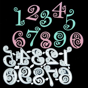 Fustelle decorative in metallo con numeri, taglierina per stencil, creazione di biglietti, scrapbooking, lavori di carta C8