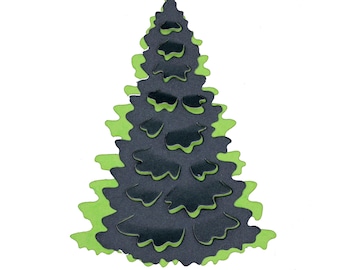 Juego de troqueles de metal con efecto 3D para árbol de Navidad / Troqueles de árbol festivo en capas para la creación de tarjetas