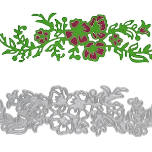Bloemen, bladeren en bladeren Metalen snijmatrijs, randen, gelaagdheid, vegetatie, stencils, kaarten maken, scrapbooking, papierambachten, A4