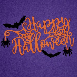 A &#39;Happy Halloween&#39; + Bats & Spiders Metal Cutting Die, Stencils, Card Making, Scrapbooking, Photo Album, Paper Crafts F7