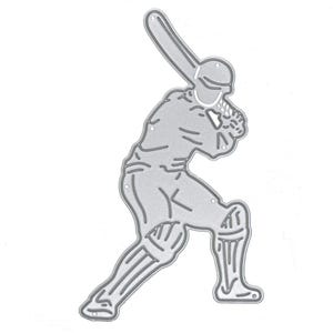 Fustella in metallo per giocatore di cricket, stencil, cricket, sport, uomo, creazione di biglietti, artigianato di carta, stencil, E9