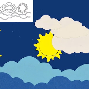 Set di 8 fustelle in metallo con sole, luna, nuvole e stelle, per la creazione di biglietti, scrapbooking, artigianato, artigianato di carta, J1