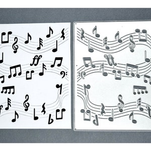 Note musicali, musica di sottofondo fustella in metallo, stencil, creazione di cartoline, lavoretti con la carta, scrapbooking E7