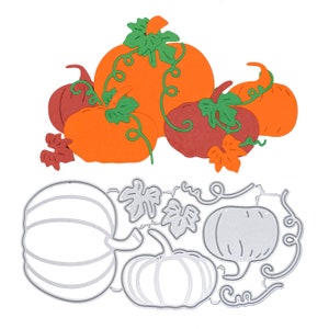 Zucca, foglie e viti Set di fustelle in metallo, Halloween, Stencil, Creazione di biglietti, Scrapbooking, Album fotografici, Artigianato di carta J0