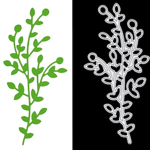 Bladeren op tak Metalen snijmal, met reliëfeffect, Bladvegetatie, stencils, Kaarten maken, scrapbooking, Papierkunst, A7