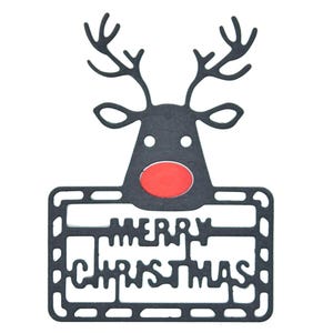 Fustella in metallo a forma di renna con scritta "Buon Natale", per biglietti d'auguri, scrapbooking, lavori di carta, E2