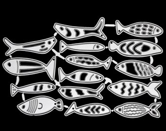 15 Fish Metal Cutting Dies, Stencils, Card Making, Crafts, Paper Crafts, Scrapbooking A8