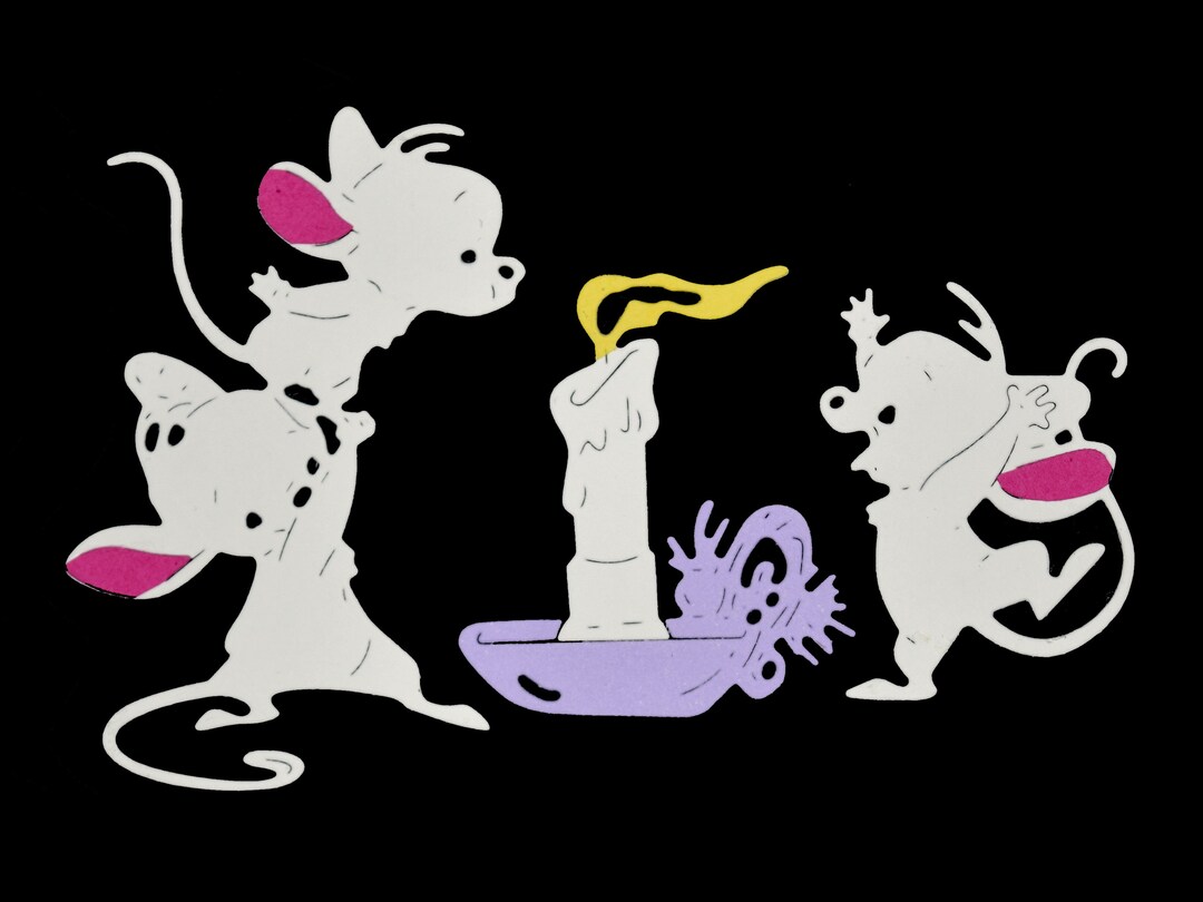 Cartoon Style Mice & Candle Metal Cutting Dies, Christmas, Stencils