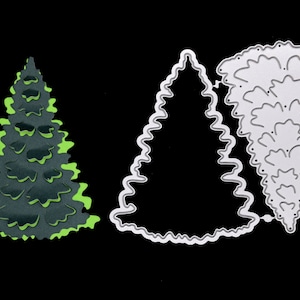 Set di fustelle da taglio in metallo con effetto 3D per albero di Natale, 2 pezzi, creazione di biglietti, scrapbooking, artigianato di carta, D4