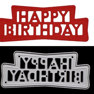 Een 'Happy Birthday'-gevoelens metalen snijmal, stencil, kaarten maken, papier knutselen, scrapbooking A5