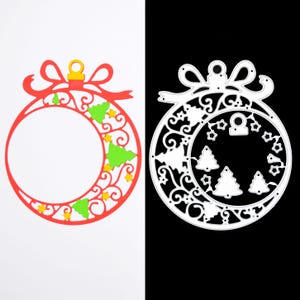 Grote kerstballijst met sterren en bomen Metalen snijmal, stencil, kaarten maken, scrapbooking, knutselen, fotoalbum, D9