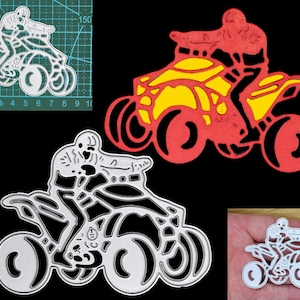 Quadbike & Rider Fustella in metallo, Moto, Quad, Stencil, Creazione di biglietti, Uomo, Scrapbooking, Artigianato di carta, F8